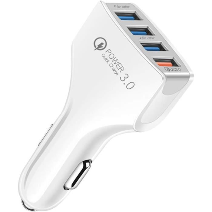 Chargeur De Voiture, Double Port QC3.0, Adaptateur De Chargeur De Voiture Rapide, 36 W/3 A