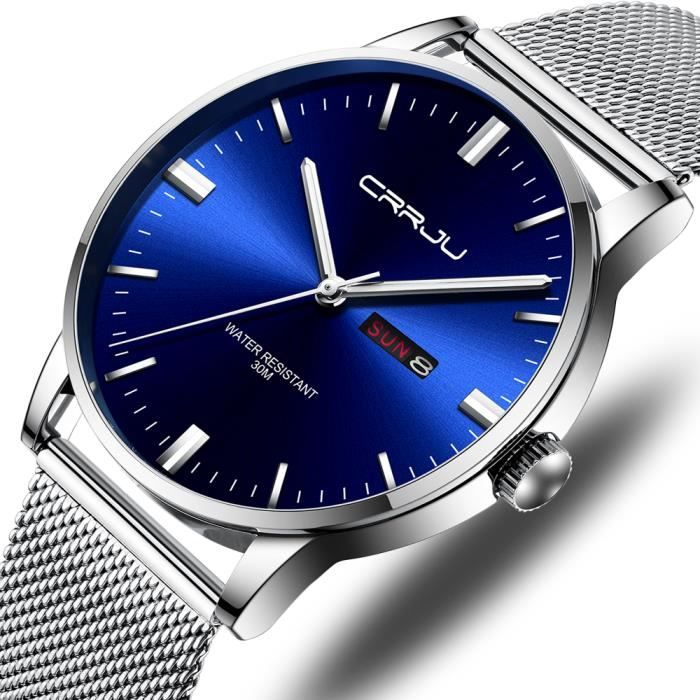 Sport Montre Homme de marque 2021 Luxe Sport quartz acier étanche bleu -  Numérique et Analogique Double affichage Argenté;Bleu, - Achat/vente montre  Homme Adulte Bleu Acier - Cdiscount