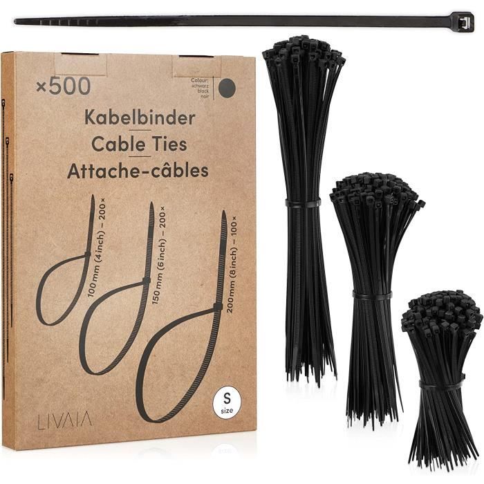 Lot de 1000 serre cables longueur 250mm BLANC Liens pour cables et fils