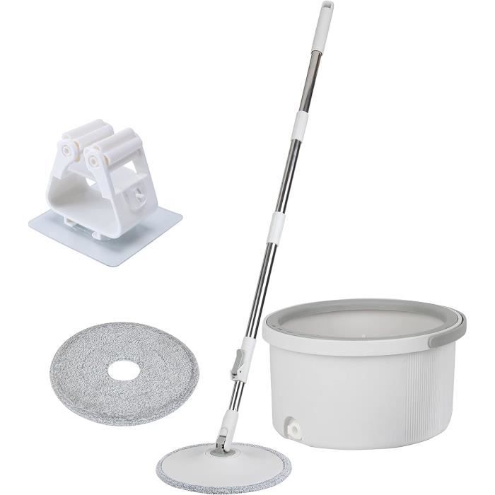 Balai Microfibre Rotatif 360° + Seau Essoreur – 10 Recharges – Vadrouille Mains Libres – Sols Bois, Carrelage, Stratifié