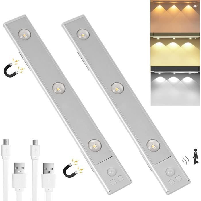 Lampe LED Placard 30cm Avec Détecteur Mouvement - Rechargeable USB, 3 Températures Couleur, Sans Fil