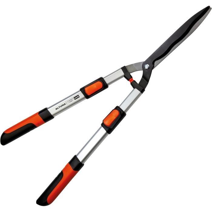 Cisaille à Haie Télescopique Suan - Lames Ondulées 25 Cm Pour Haies Hautes Et Larges
