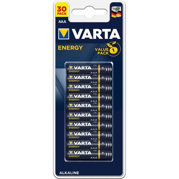 VARTA Pack family de 30 piles alcalines Energy AAA (LR03) 1 5V VARTA Pack family de 30 piles alcalines Energy AAA (LR03) 1 5V