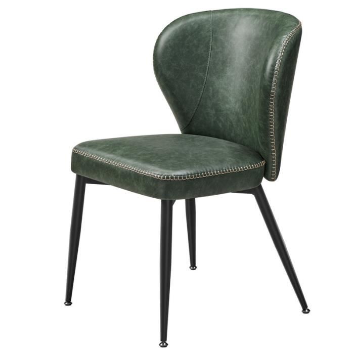chaise de salle à manger - vasagle - moderne mi-siècle - vert forêt - acier - pu - 55 x 52 x 80,7 cm - 120 kg