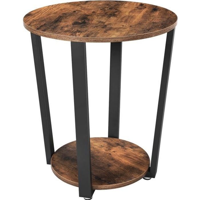 table d'appoint vintage vasagle - armature en acier - 50 x 50 x 57 cm - aspect texture du bois let57x