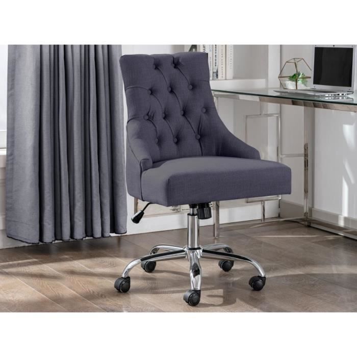 chaise de bureau - tissu - gris - hauteur réglable - mervia - vente-unique