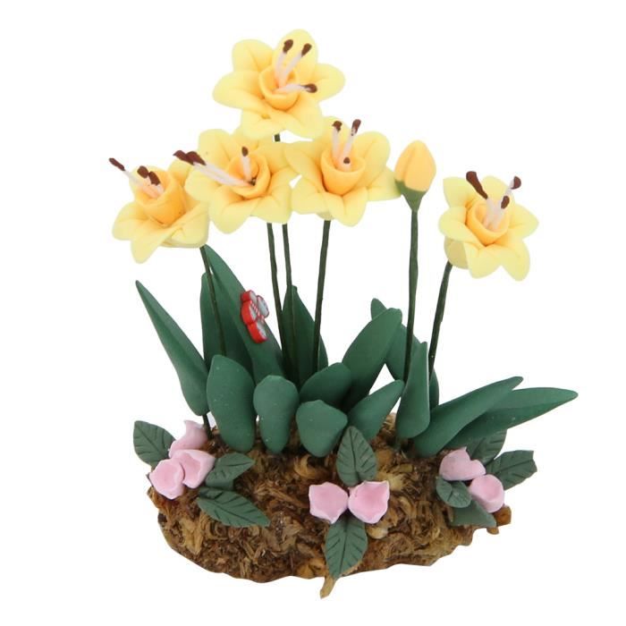 Vvikizy Pot de fleurs en pot miniature pour maison de poupée Plante en