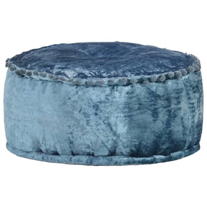 vidaXL Pouf Rond Velours 40 x 20 cm Bleu