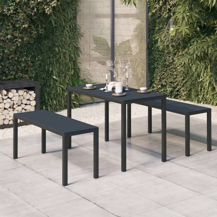 vidaXL Ensemble de salle à manger de jardin 3 pcs acier et WPC noir 317139