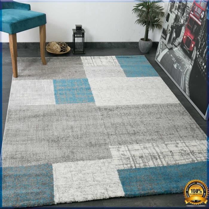 Tapis - VIMODA - 160x230 cm - Couleurs gris blanc