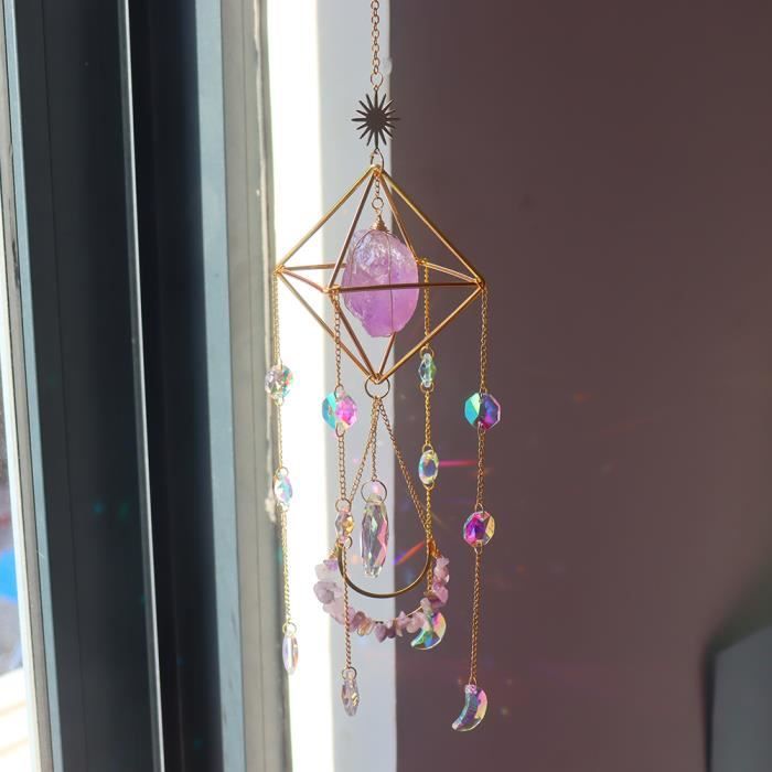 Attrape-soleil En Cristal Avec Prisme Arc-en-ciel - Décoration Fenêtre, Bureau - Carillon éolien Métal Et Verre - 12