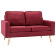 Canapé d'angle scandinave 2 places rouge bordeaux - Confortable et fixe - Moderne-1