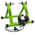 Relaxdays Home trainer vélo pliable 6 niveaux de résistance entraînement 26-28 pouces 120 kg max, vert - 4052025038168-1