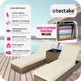 TECTAKE Lot de 2 Bains de soleil en duo au design luxueux avec Cadre en aluminium - Marron Naturel-1