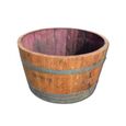 TEMESSO Demi tonneau de vin en bois de chêne - pot de fleurs ou mini étang - Huilé-1
