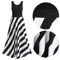 Robe D'été Noire Et Blanche Sans Manches - Taille L - Motif, Col Rond élastiqué - Parfait état