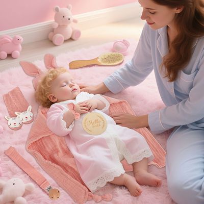 7PCS Coffret Cadeau Naissance Bébé, Avec Serviette De Bave Étapes Bébé Hochet Tricoté Main Brosse Bebe Tétine Mam Chaussettes - Puériculture & Eveil Bébé