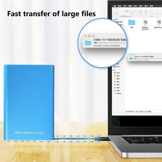 Disque Dur Externe Usb 3.0 Ultra Fin Tout-Aluminium Stockage Hdd Pour