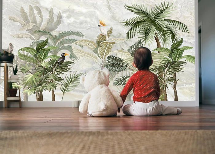 Papier Peint Panoramique Jungle Tropicale Soie 355×250cm Géant 3D Salon ...