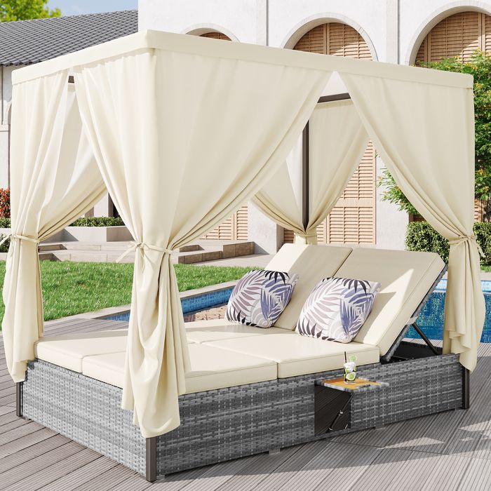 Chaise Longue De Jardin Lit Double Avec Parasol Chaise Longue En Rotin Chaise Longue De Jardin Lit Double Avec Parasol Chaise Longue En Rotin