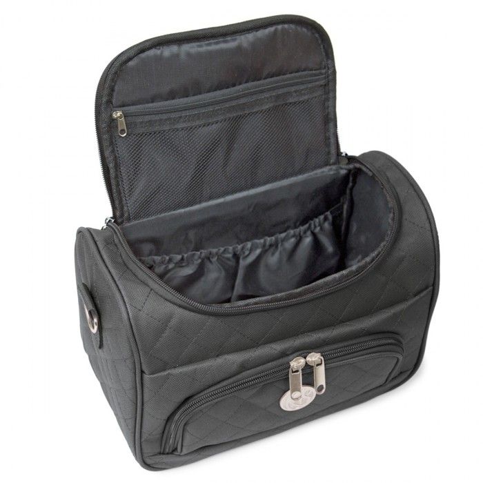 Vanity Semi Rigide Trousse Matelasse KINSTON Noir Grand Modele L 28 x H 22 x P 18 cm Cdiscount Bagagerie Maroquinerie