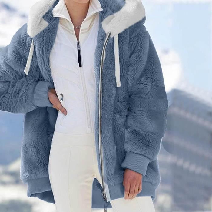 Veste Polaire Femme Sweat à Capuche Manteau Femme Hiver Zippé Blousons  Fourrure Hooded Coat Longue Cardigan Casual Veste Bleu roi Bleu roi -  Cdiscount Prêt-à-Porter