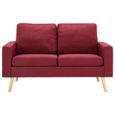 Canapé d'angle scandinave 2 places rouge bordeaux - Confortable et fixe - Moderne-2