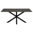 Table à manger - EMOB - Hennie - Plateau en céramique noir - Pieds croisés en métal noir mat - 6 places-2