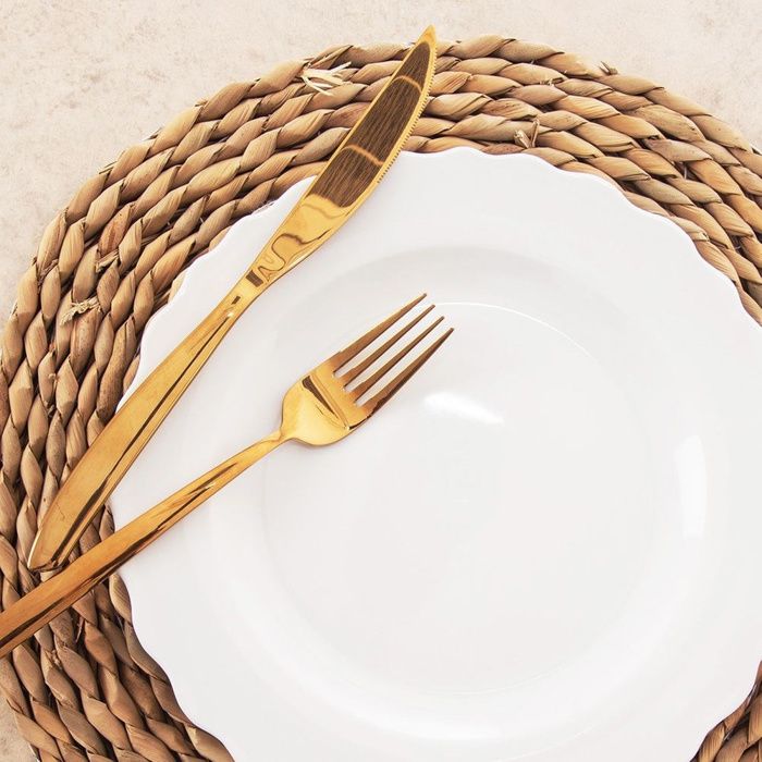 NOVASTYL Assiette Plate Martelé Porcelaine Blanche 27 Cm