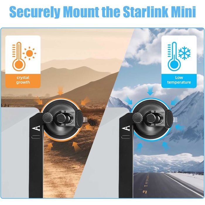 Support Voiture Starlink Mini - Ventouses Puissantes - Compatible Véhicule, Camping-car, Bateau - Montage Facile Sans Perçage