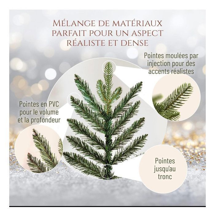 Sapin De Noël Artificiel Premium 180 Cm Avec Effet Neige - Montage Facile, PVC épais, Base Métallique Ignifuge, Idéal Pour Maison Et Décoration