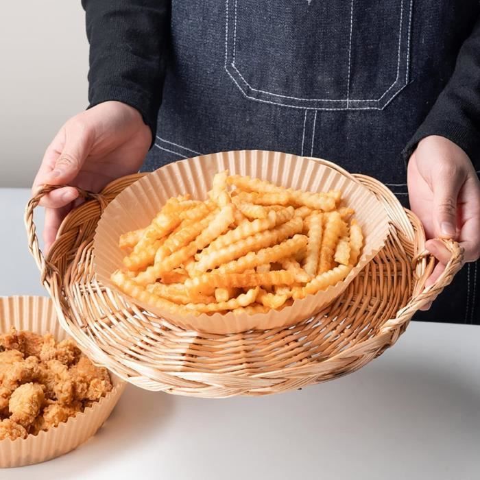 Papier Cuisson Friteuse Sans Huile - 100 Feuilles 20-24 Cm - Sans BPA, Antiadhésif - Pour Friteuses 5 à 8 L - 5