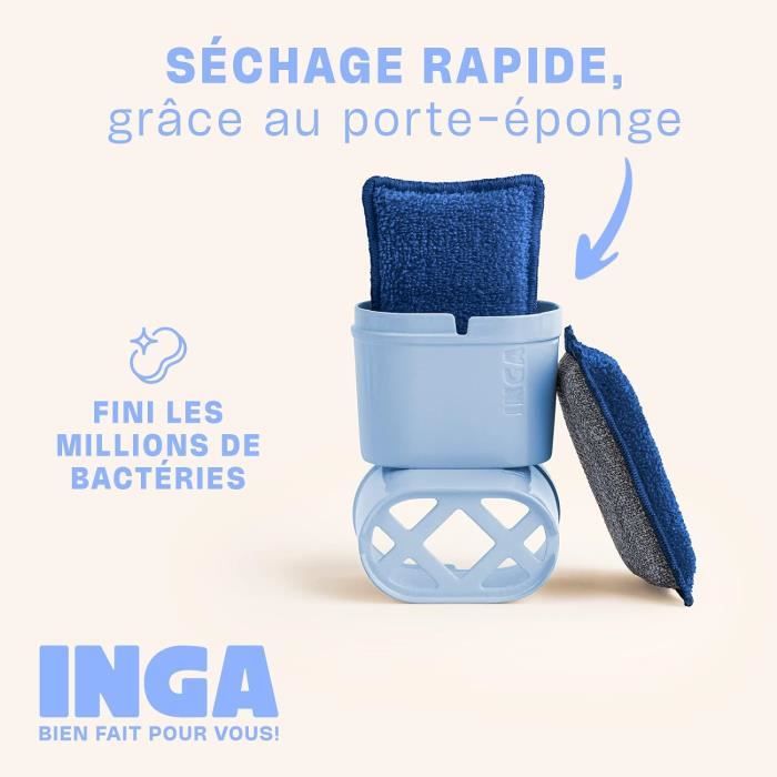 INGA - 4 X Eponges Réutilisables Lavables - Très Efficaces, Ne Rayent Pas -  Fabriqué en Europe - Éponge Lavable Qui Dure 1 an