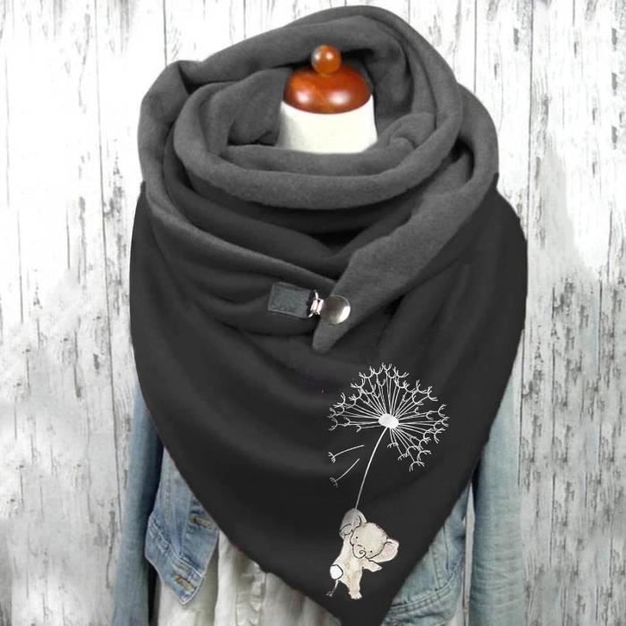 Echarpe pour fille elegante et chaude en grosse maille plissee avec bouton pour l hiver B Cdiscount Pret a Porter