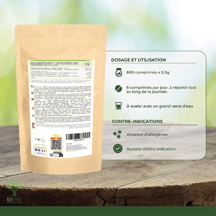 Chlorella Bio En Comprimés - 600 Comprimés - Vegan - Fabriqué En France - Anti-fatigue