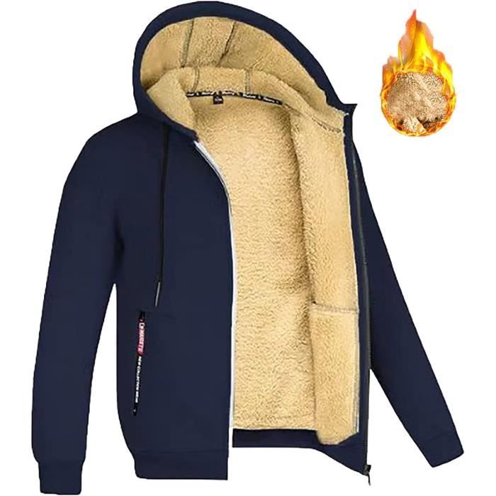 SWEATSHIRT Sweats Homme Polaire Sweat a Capuche Veste avec Zippee Hiver Chaud Epaisse Manches Longues Marine Marine Cdiscount Pret a Porter