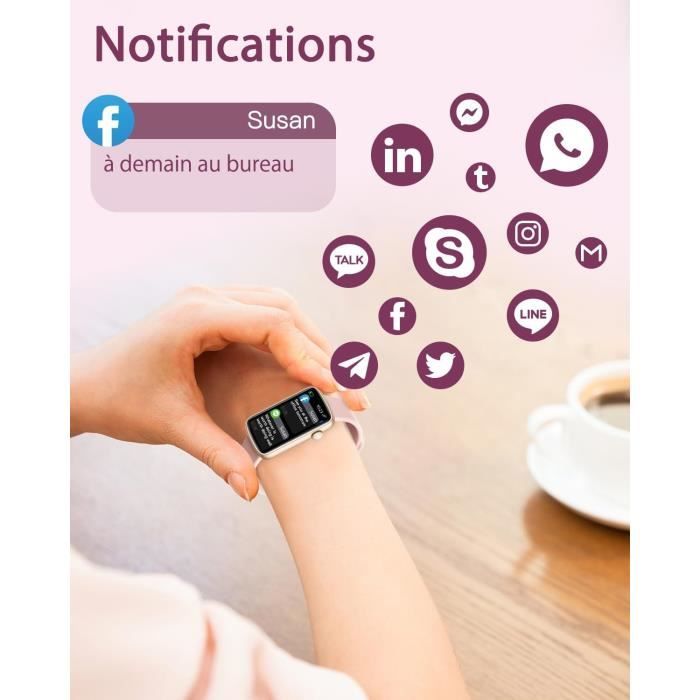 ALCENTIS Montre Connectée Mixte Homme Femme Sport écran Tactile, Nombreuses Fonctions, Bracelet Silicone, Compatible système Android et iOS (Bracelet