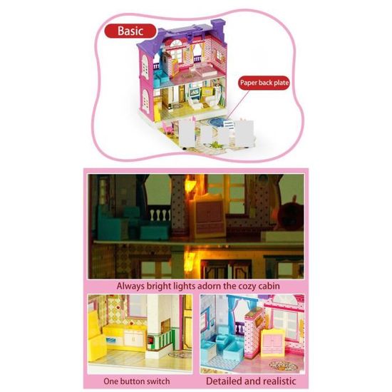 Erhumama bricolage 3D Kit de meubles de maison de poupée Miniature salle de classe maison de poupée éclairage LED enfant cadeau danniversaire camarade de classe ami cadeau danniversaire