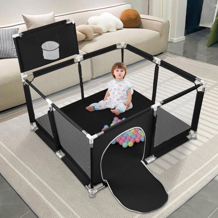Parc Bébé Pliable - Enfant, Jeux Intérieur-Noir