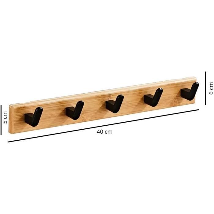 Lot De 2 Porte-Manteau Mural Bois 5 Crochets Gris - Patère Murale Solide Pour Entrée Et Salle De Bain