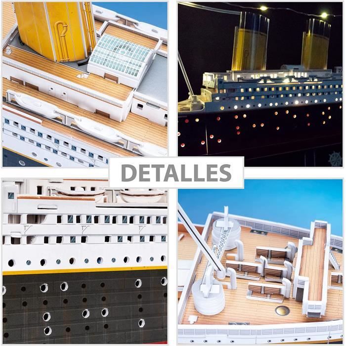 Puzzles 3D Pour Adultes LED Titanic Bateau Modèle 266 Pièces