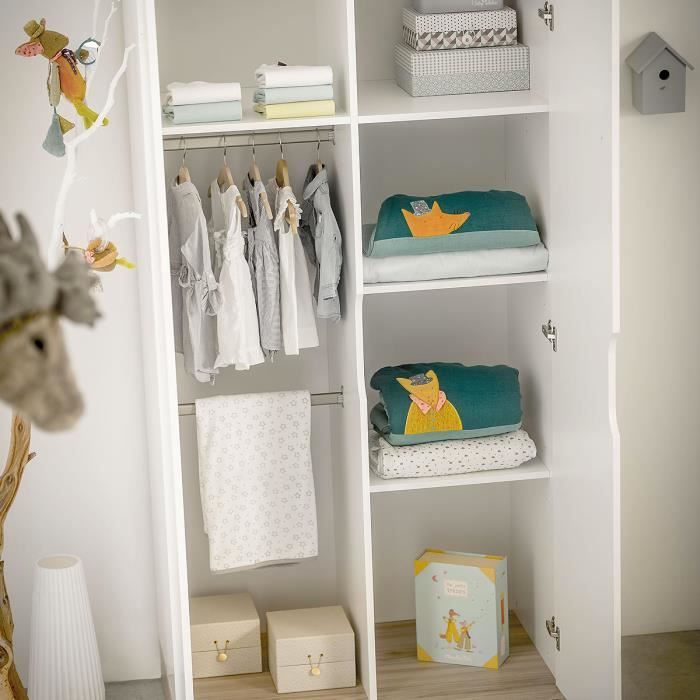 Armoire double girafe blanche pour chambre bébé