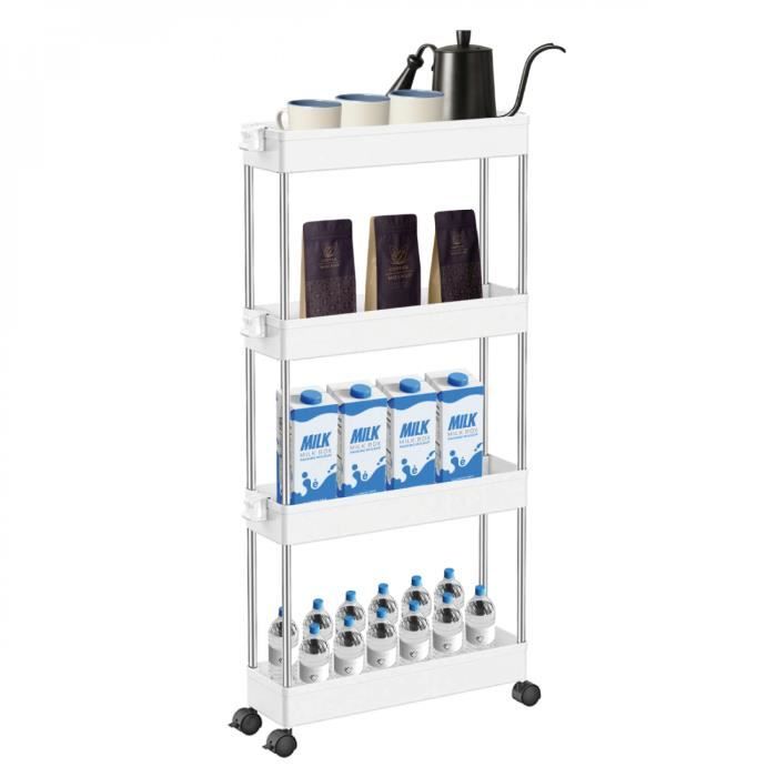 Chariot De Rangement étroit à Roulettes – 3 Ou 4 étages, Polypropylène, Pour Salle De Bain/cuisine
