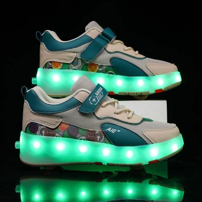 Baskets Enfants LED Lumineuses - Chaussures Clignotantes Avec Velcro - Garçons Et Filles 2-12 Ans