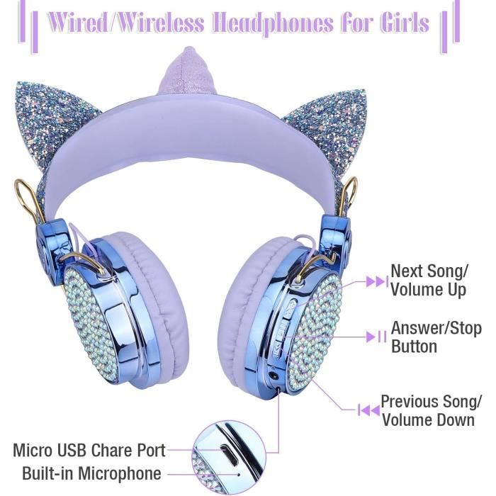 TMISHION Écouteurs Pour Enfants Casque D'écoute Bluetooth Pour Enfants, Pliable Et Réglable