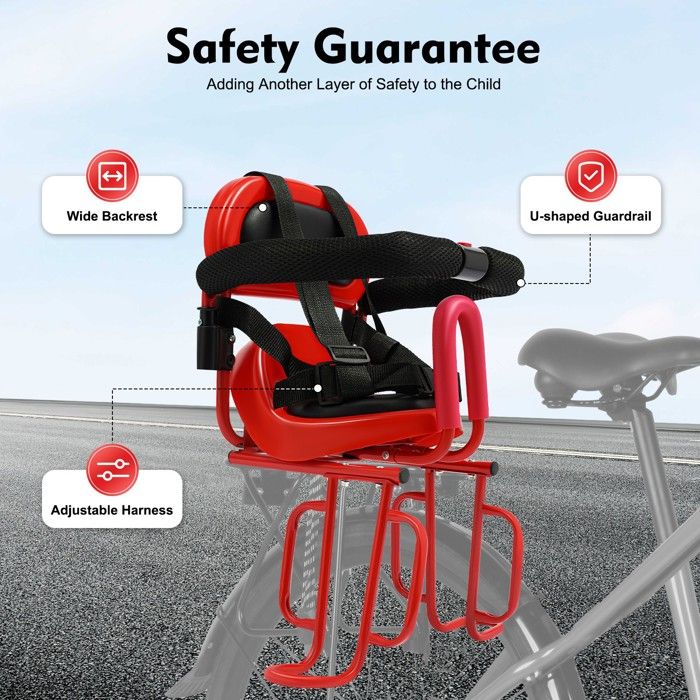 Siège Enfant Vélo Arrière - Porte-bébé Vélo - Rouge - Neuf - Sécurité Harnais