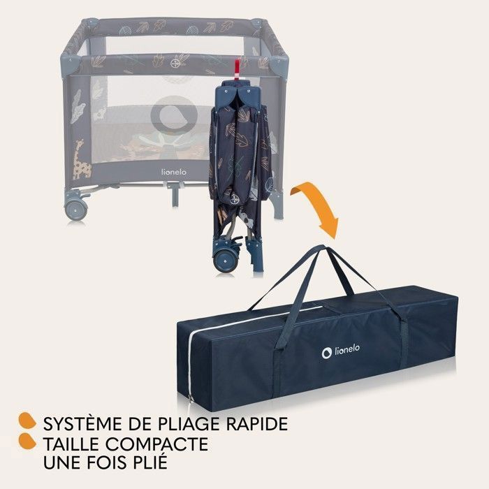 Parc Bébé Lionelo Bonnie 95x95cm - Pliable, Filet Aéré, Matelas T25, 0-36 Mois