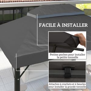 Quick-Star Toit De Rechange Taupe Pour Tonnelle Paris 3x4 M - Toit Polyester 180g/m² Avec Aération