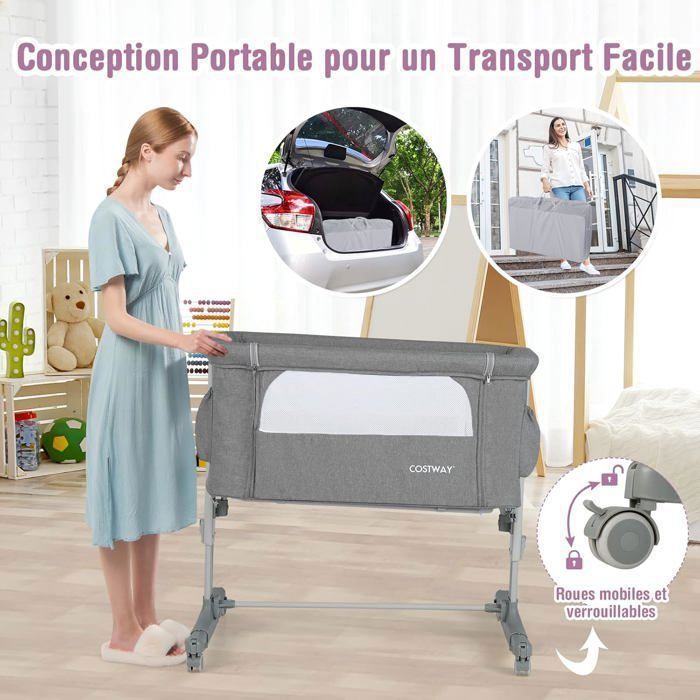 GOPLUS Lit Cododo Berceau Bébé, Portable avec Matelas et