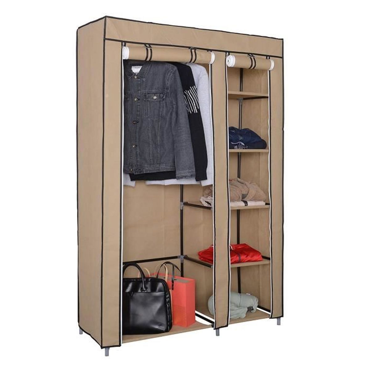 L’Armoire Penderie Tissu de 2 Portes Placard Dressing Meuble
